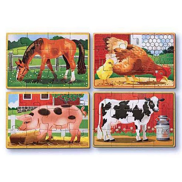 Продукт Melissa and Doug 4 в 1 Животни от фермата - Дървен пъзел  - 0 - BG Hlapeta